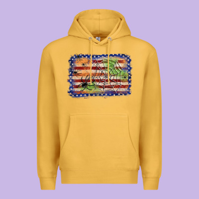 American Flag Halloween Background Premium Hoodie Designed By Jahusdesignshop