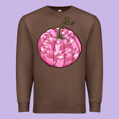 Pink Pumpkin With Breast Cancer Ribbons Premium Sweatshirt Designed By Ranaportraitstore