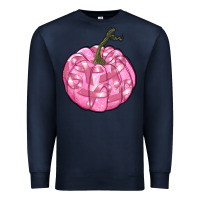 Navy pink pumpkin with breast cancer ribbons Premium Sweatshirt - RanaPortraitStore