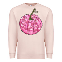 Pale Pink pink pumpkin with breast cancer ribbons Premium Sweatshirt - RanaPortraitStore