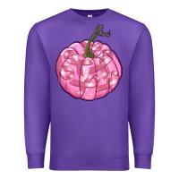 Purple pink pumpkin with breast cancer ribbons Premium Sweatshirt - RanaPortraitStore