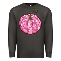 Smoke pink pumpkin with breast cancer ribbons Premium Sweatshirt - RanaPortraitStore