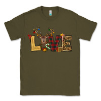 Army Green christmas reindeer love Classic Tee - RanaPortraitStore