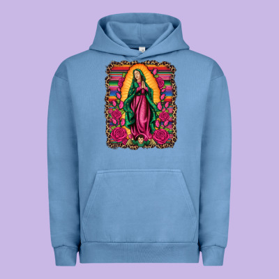 Our Lady Of Guadalupe Serape Background Urban Hoodie Designed By Artiststas