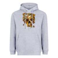 Heather Grey Flower Skeleton Bees Heavyweight Hoodie - RanaPortraitStore