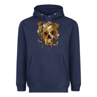 Navy Flower Skeleton Bees Heavyweight Hoodie - RanaPortraitStore
