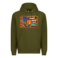 Army Green american flag fall backgraund Premium Hoodie - JahusDesignShop