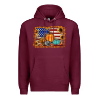 Burgundy american flag fall backgraund Premium Hoodie - JahusDesignShop