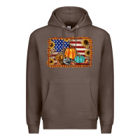 Coffee american flag fall backgraund Premium Hoodie - JahusDesignShop