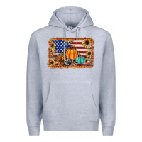 Heather Grey american flag fall backgraund Premium Hoodie - JahusDesignShop