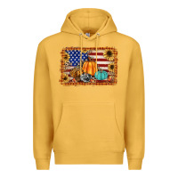 Mustard american flag fall backgraund Premium Hoodie - JahusDesignShop
