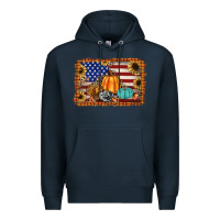 Navy american flag fall backgraund Premium Hoodie - JahusDesignShop