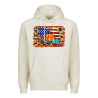 Oatmeal Heather american flag fall backgraund Premium Hoodie - JahusDesignShop