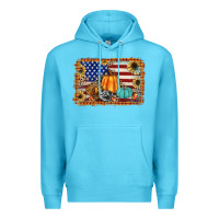 Ocean Blue american flag fall backgraund Premium Hoodie - JahusDesignShop