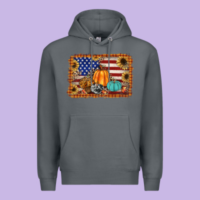 American Flag Fall Backgraund Premium Hoodie Designed By Jahusdesignshop