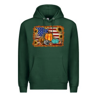 Sports Green american flag fall backgraund Premium Hoodie - JahusDesignShop