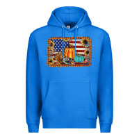 True Royal american flag fall backgraund Premium Hoodie - JahusDesignShop