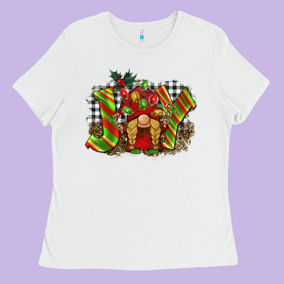 Christmas Joy Gnome Ladies Tee Designed By Barkaloodesign