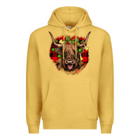 Antique Gold highland cow  christmas Premium Hoodie - JahusDesignShop