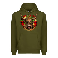 Army Green highland cow  christmas Premium Hoodie - JahusDesignShop