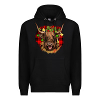 Black highland cow  christmas Premium Hoodie - JahusDesignShop