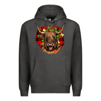 Charcoal Heather highland cow  christmas Premium Hoodie - JahusDesignShop