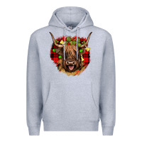 Heather Grey highland cow  christmas Premium Hoodie - JahusDesignShop