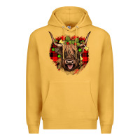 Mustard highland cow  christmas Premium Hoodie - JahusDesignShop