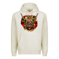 Oatmeal Heather highland cow  christmas Premium Hoodie - JahusDesignShop