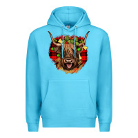 Ocean Blue highland cow  christmas Premium Hoodie - JahusDesignShop