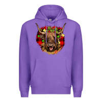 Purple highland cow  christmas Premium Hoodie - JahusDesignShop