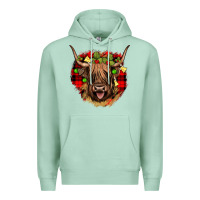 Seafoam highland cow  christmas Premium Hoodie - JahusDesignShop