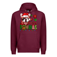 Burgundy merry pawmas christmas french bulldog Premium Hoodie - Jasminsmagicworld