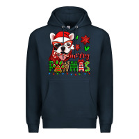 Navy merry pawmas christmas french bulldog Premium Hoodie - Jasminsmagicworld