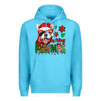 Ocean Blue merry pawmas christmas french bulldog Premium Hoodie - Jasminsmagicworld