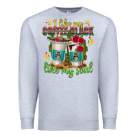 Heather Grey I Like My Coffee Black Like My Soul Premium Sweatshirt - texasbilliewilder