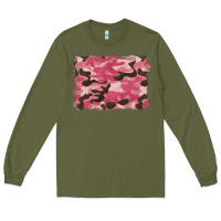 Army Green pink camouflage background Long Sleeve Tee - BarkalooDesign