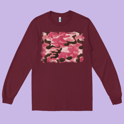 Pink Camouflage Background Long Sleeve Tee Designed By Barkaloodesign