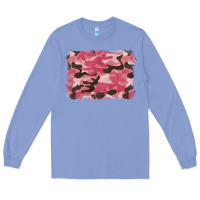 Colony Blue pink camouflage background Long Sleeve Tee - BarkalooDesign