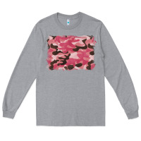 Heather Grey pink camouflage background Long Sleeve Tee - BarkalooDesign
