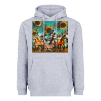 Heather Grey western horses Heavyweight Hoodie - Zillion Design Studio