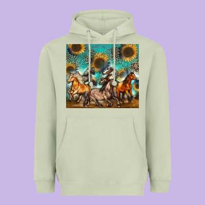 Western Horses Heavyweight Hoodie Designed By Zillion Design Studio
