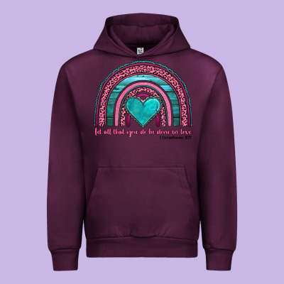 Valentine's Day Rainbow Let All That You Do Be Done In Love 1 Corinthi Urban Hoodie Designed By Adodesignshop