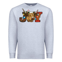 Heather Grey christmas joy cow Premium Sweatshirt - RanaPortraitStore