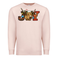 Pale Pink christmas joy cow Premium Sweatshirt - RanaPortraitStore
