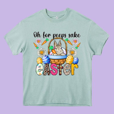 Oh For Peeps Sake Easter Heavy Core Tee Designed By Cowhidedigitalart