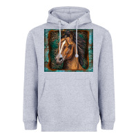 Heather Grey western horse Heavyweight Hoodie - Zillion Design Studio