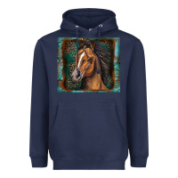 Navy western horse Heavyweight Hoodie - Zillion Design Studio