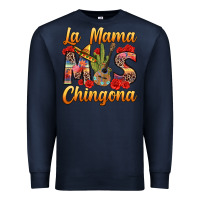 Navy La Mama mas Chingona Premium Sweatshirt - texasbilliewilder
