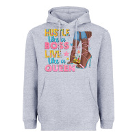 Heather Grey hustle like a boss live like a queen Heavyweight Hoodie - texasbilliewilder